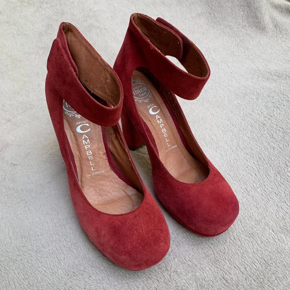 Jeffrey Campbell Vintage Aurora Suede Heels Sz 7.5 - Picture 5 of 15